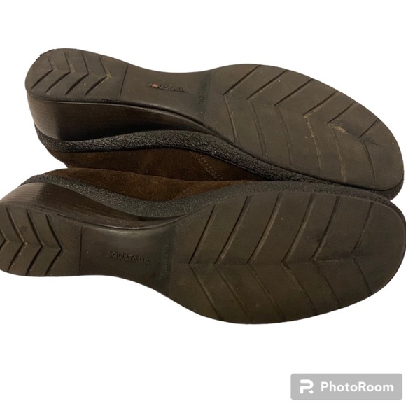 Aquatalia Genuine Suede Low Wedge Side Zip Round Toe Shoes By Marvin K. Brown - Picture 4 of 6